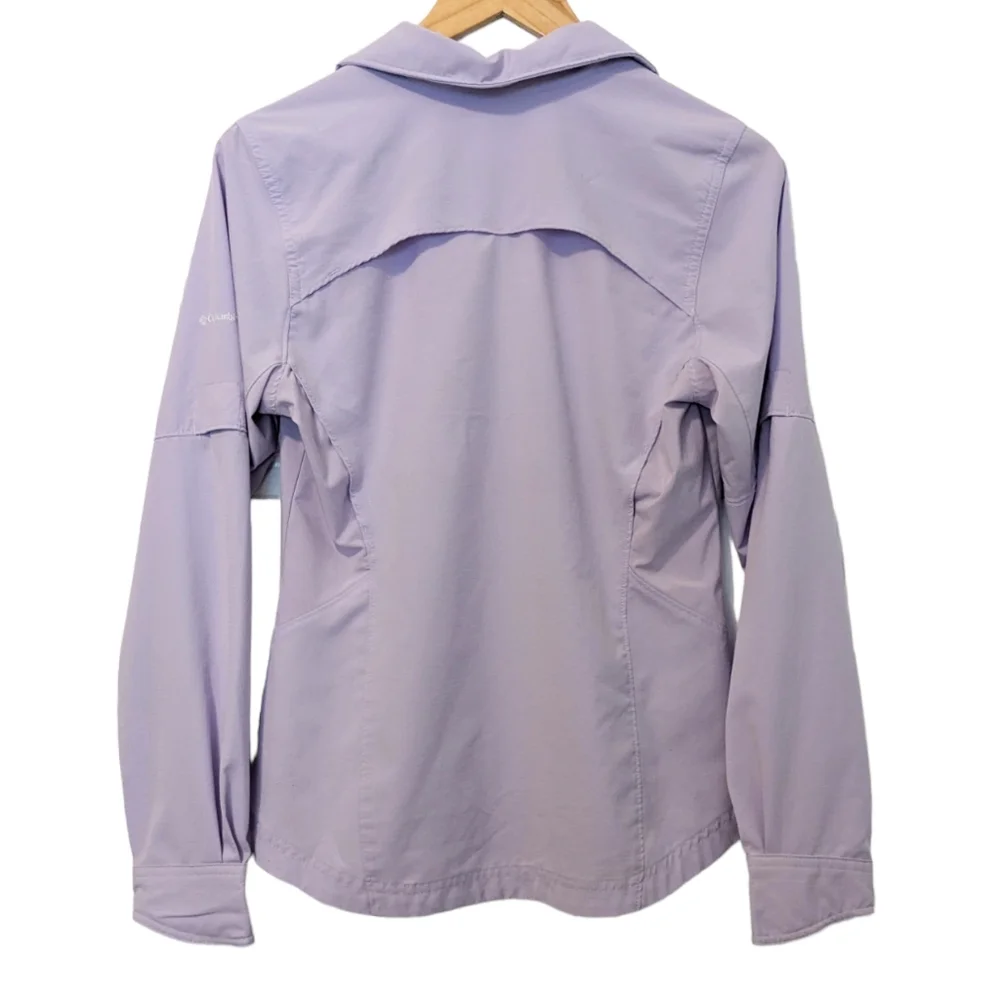 Columbia Purple Lilac Omni Shade Sun Protection Hiking Button Up Shirt Medium - Picture 9 of 9